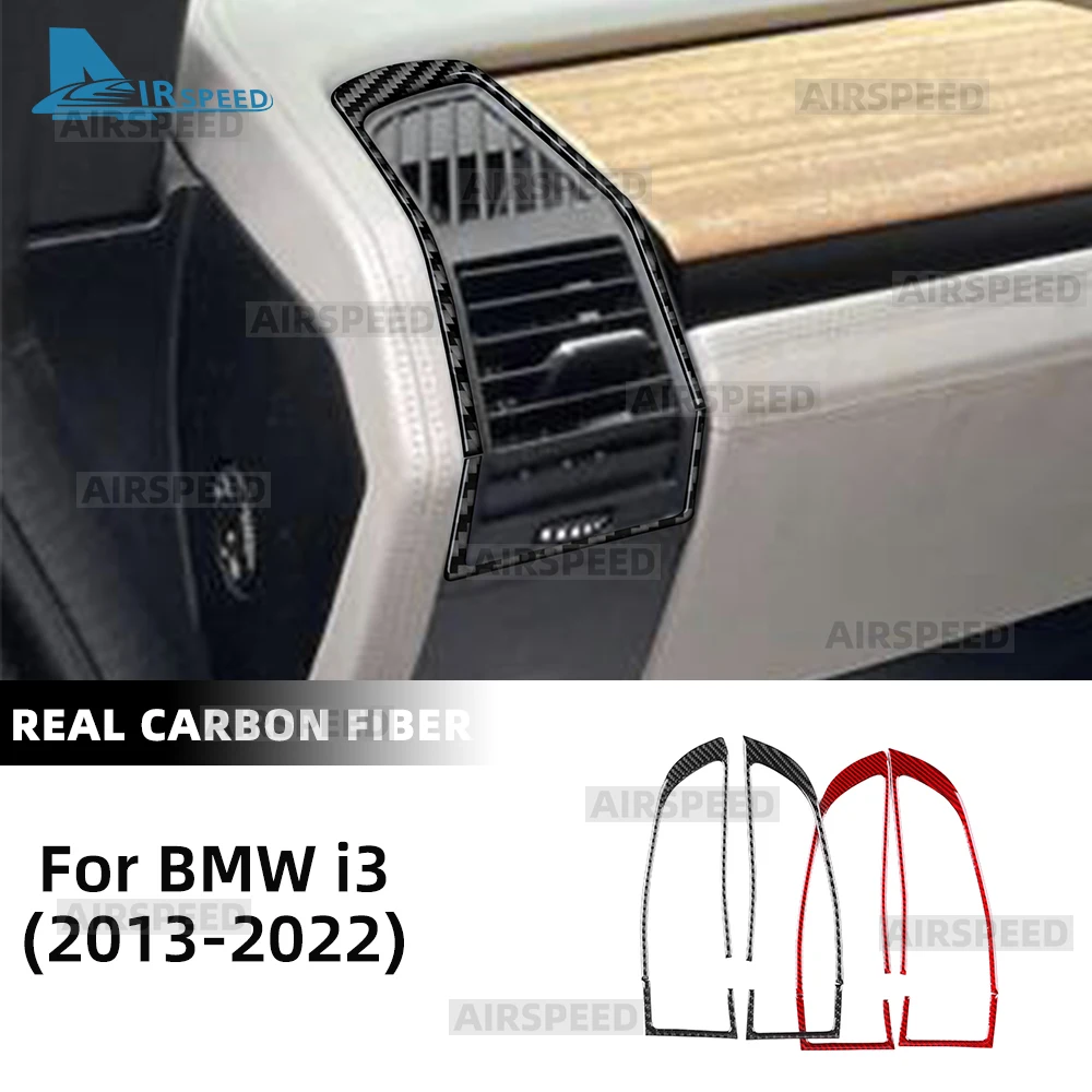 

2 шт. для BMW i3 2013-2022, аксессуары, приборная панель автомобиля, боковое вентиляционное отверстие, рамка, внутренняя отделка, наклейка из настоящего мягкого углеродного волокна