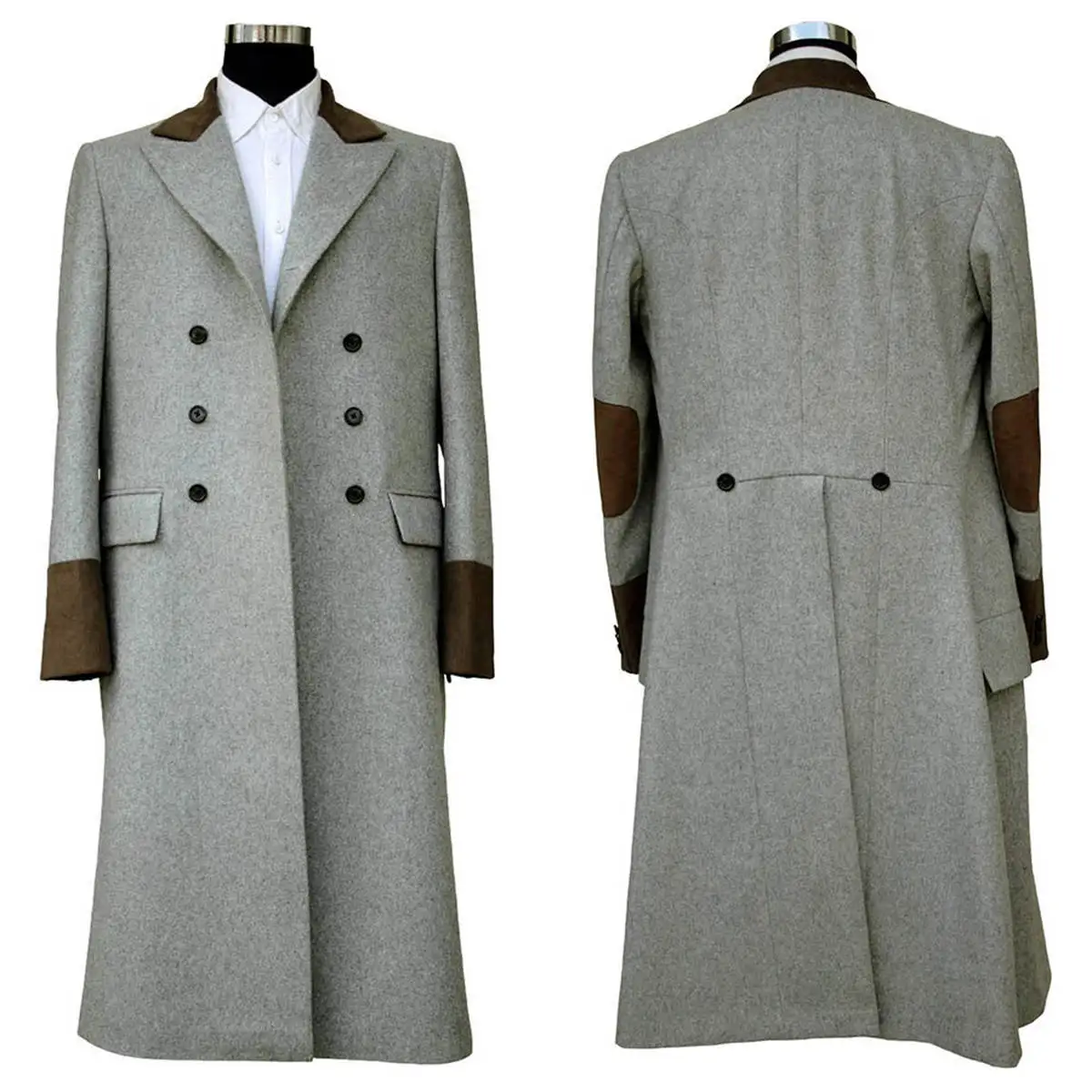 

Modern Men Long Coat Double Breasted Business Blazers Wool Blends Wedding Prom Event Jacket Overcoat Customized