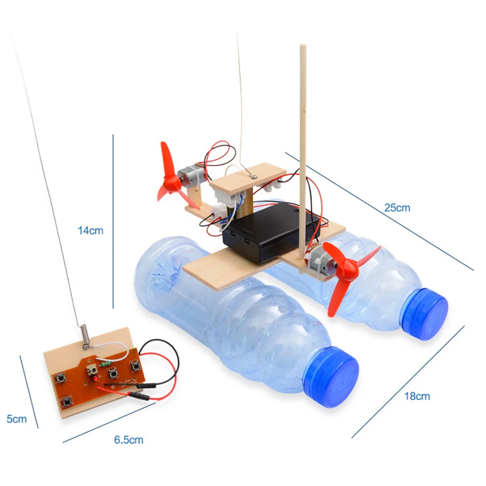 Kit di giocattoli educativi fai da te giocattoli scienza telecomando modello di nave del vento regali per bambini (senza bottiglie)