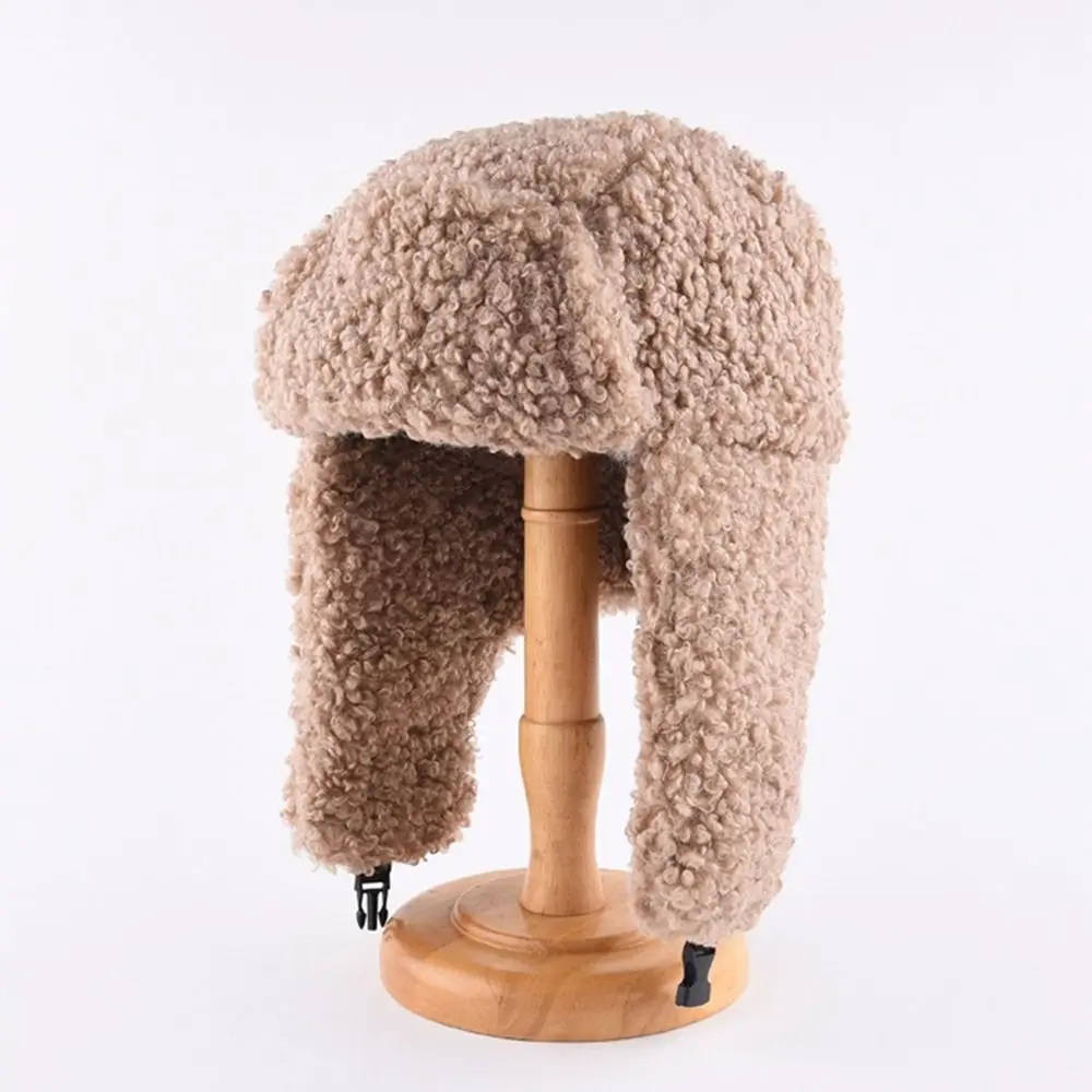 

Casual Solid Color Plush Hat Thickened Winter Warm Bonnet Caps Beanies for Outdoor Riding