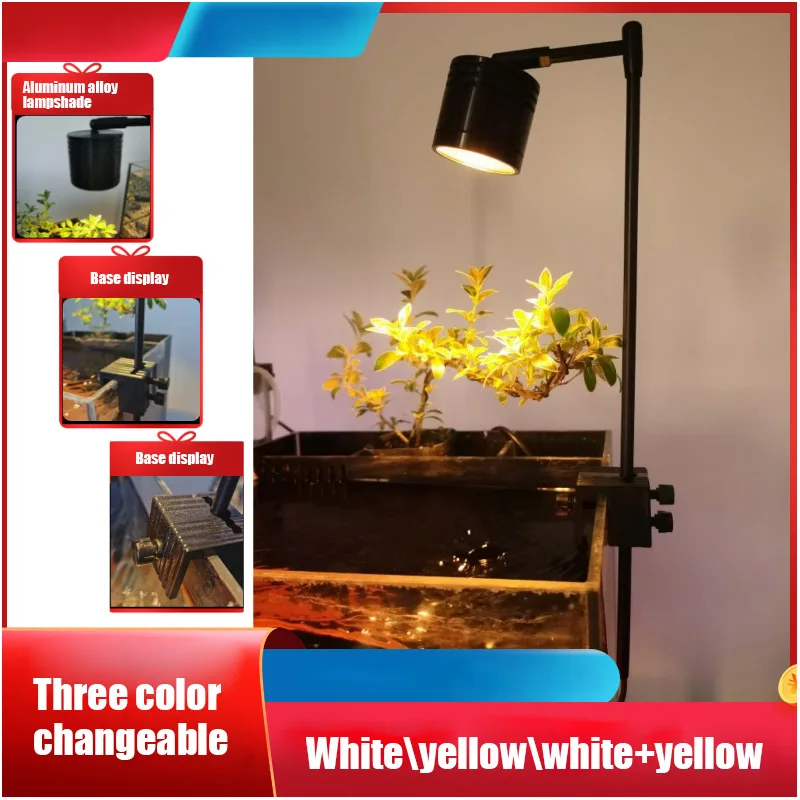 Timing + Three Color Dimming Adjustable Aquarium Lamp With Fish Tank Light Holder Small Downlight Landscaping Fill Light