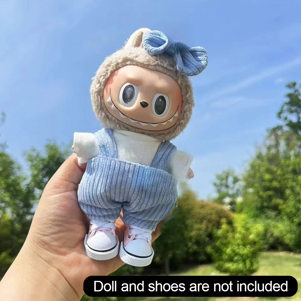 17 cm Nette Mini Plüsch Puppe Kleidung Outfit Zubehör Für Korea Kpop Exo Labubu II Idol Puppen Rock overalls anzug Kleidung DIY