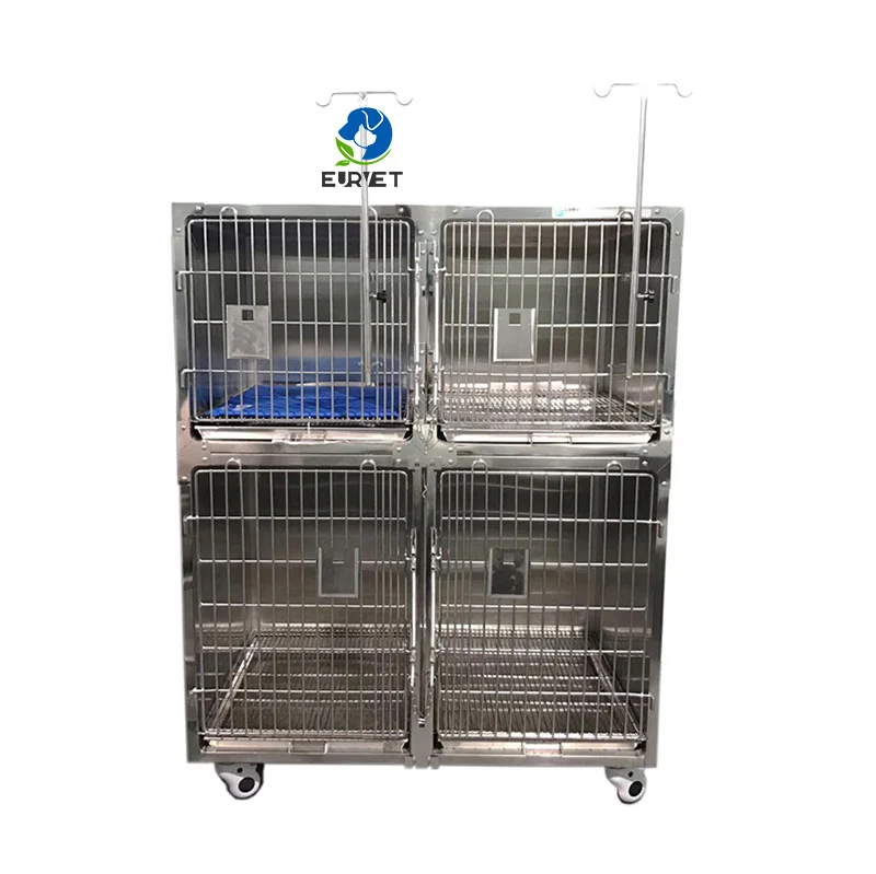 

EUR VET Factory Price Veterinary 4 Door Cages With 304 Stainless Steel Durable Veterinary Equipment For Dog Clinic Use