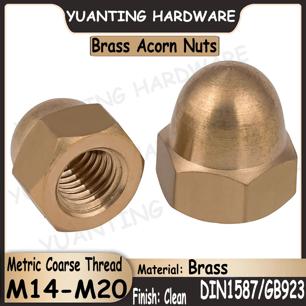 

1Piece-2Pcs DIN1587 GB923 Brass Acorn Nuts M14 M16 M18 M20 Copper Cap Nuts with Metric Coarse Thread