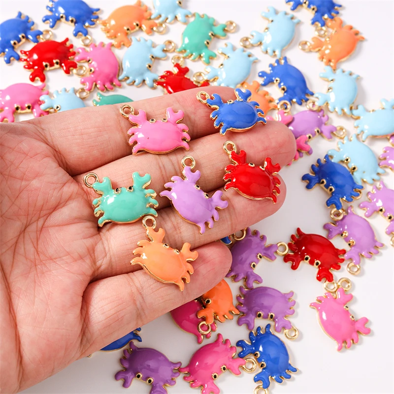Duarte 20 Teile/los Nette Bunte Emaille Tier Krabben Charms Anhänger Fit Halsketten Ohrringe Armbänder DIY Handwerk Schmuck Machen – Detail 3