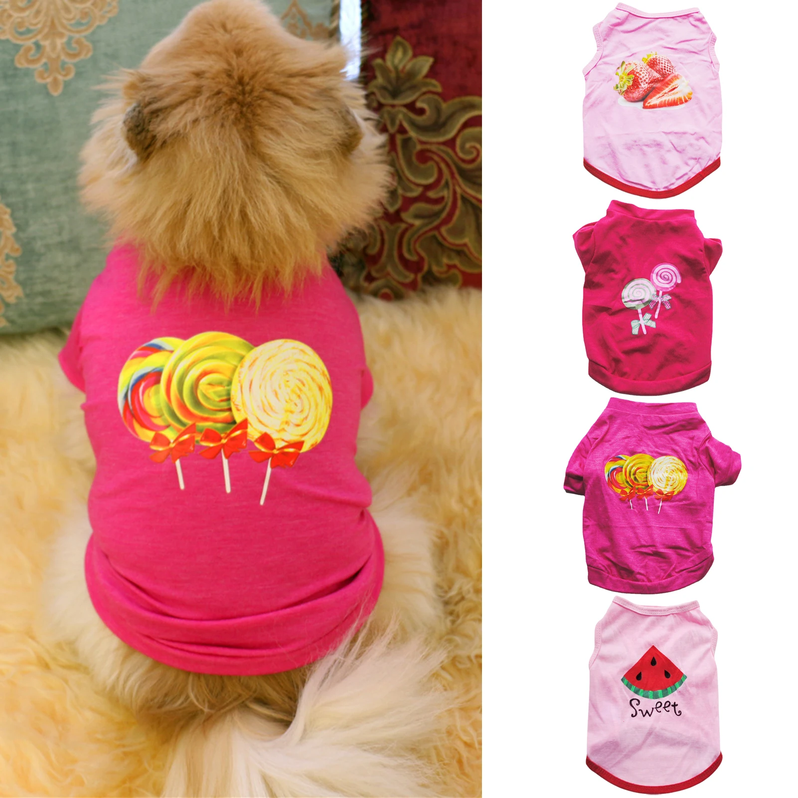 Protect Skin Pretty Pet Dogs Cats T-shirt Clothes Loose Neck Dress Adorable For Home Wear Puppy Cat Costume Coat Bulldog Chihuah