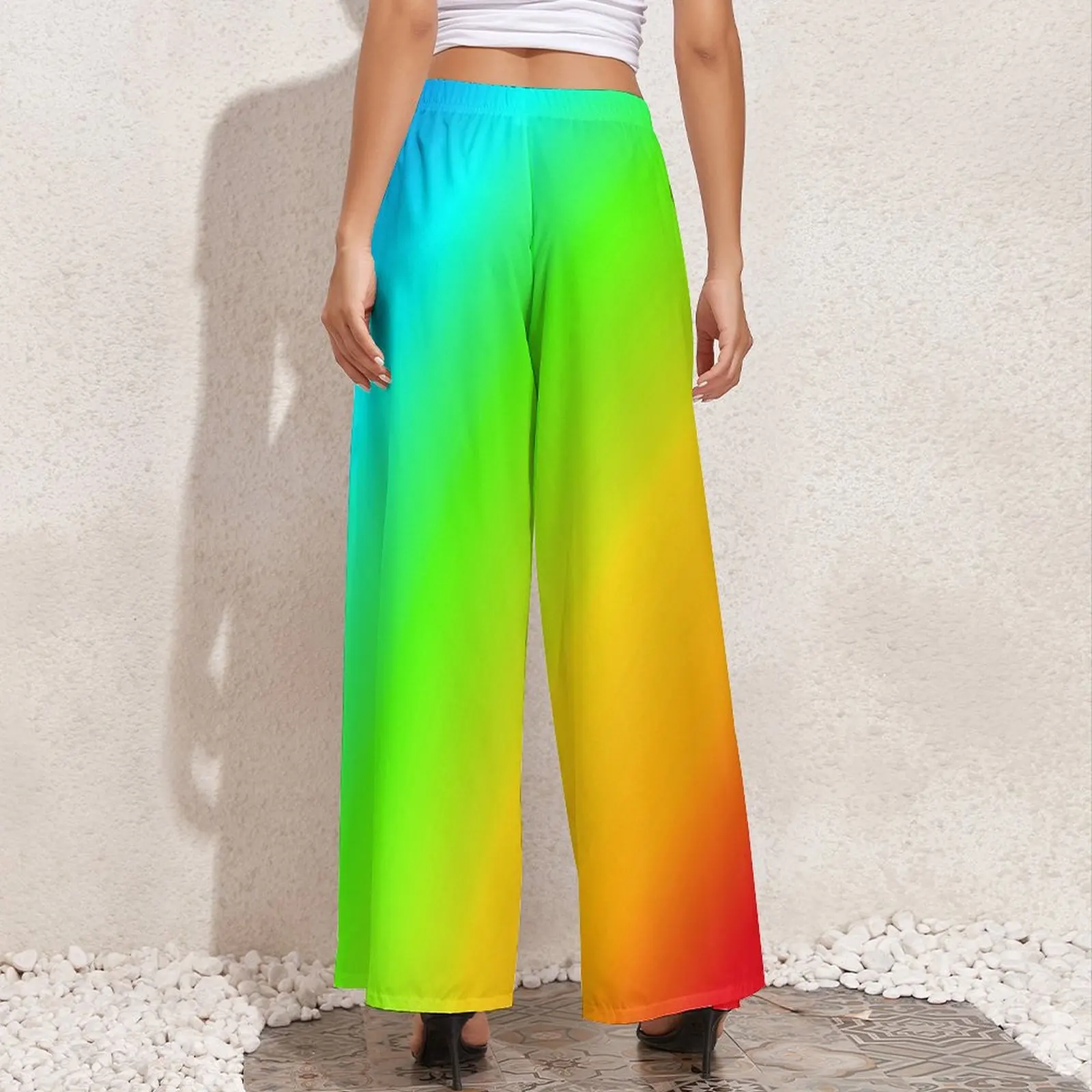 Pantaloni dritti arcobaleno colorato LGBT Pride Flag pantaloni larghi Kawaii pantaloni grafici estetici oversize femminili