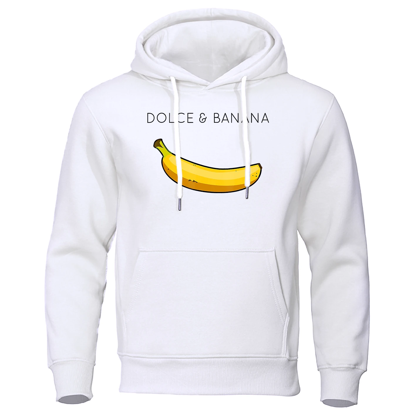 Dolce Banana Printing Men's Sweatshirt Fashion Casual Hoodies Autumn Loose Pullover Tops Pocket Fleece Warm Sportswear Male