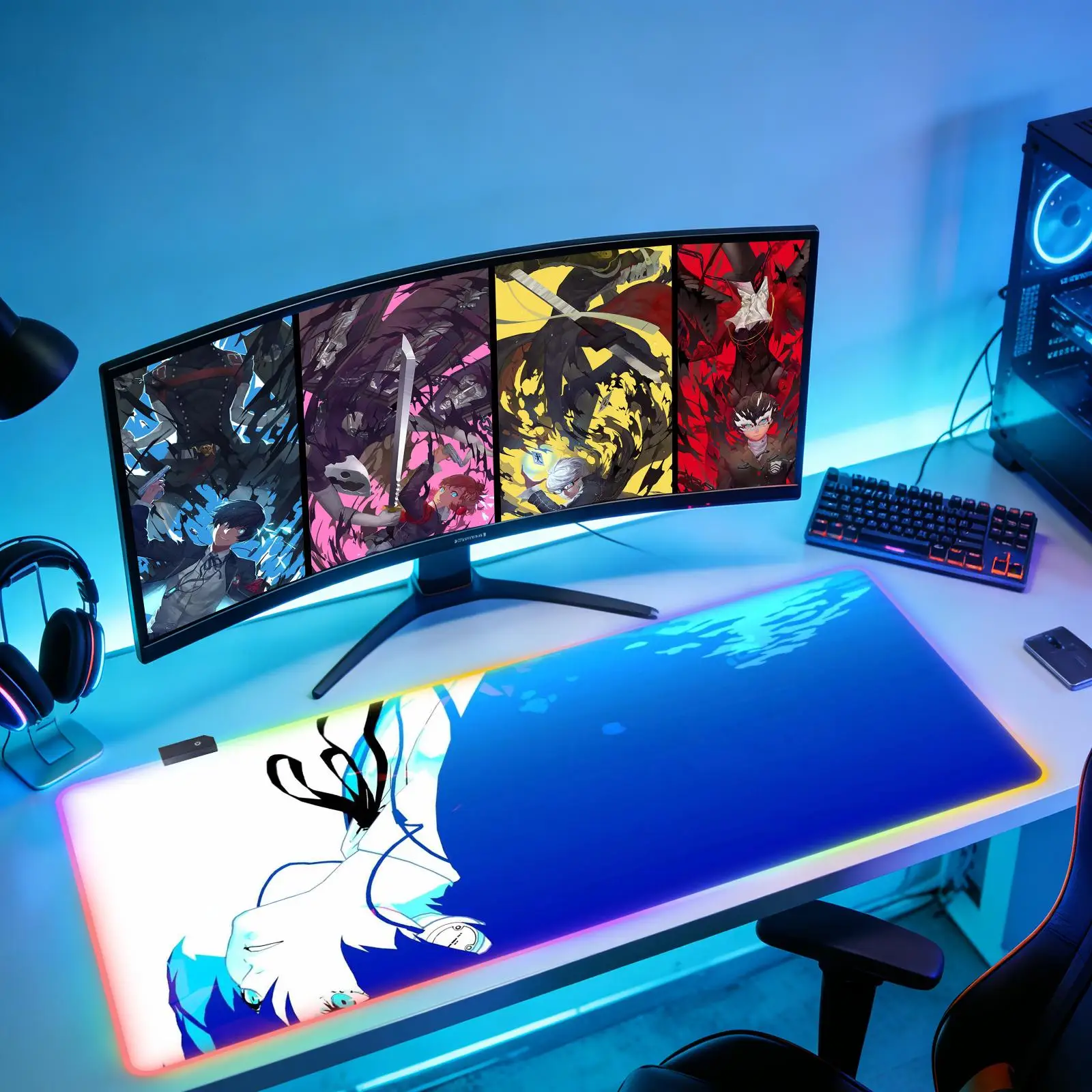 Persona 3 New RGB Computer Home Mousepad XXL Desk Mats Natural Rubber Office Anti Slip Gaming Accessories pad