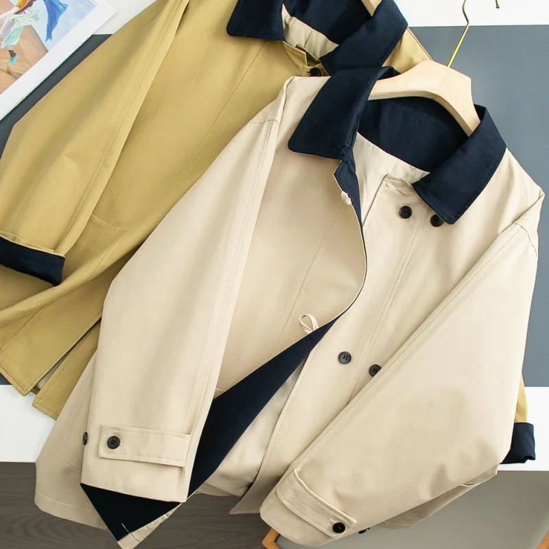 

Winter New Short Loose Spliced Cotton Jacket Thickened Casual High-End Feelings Color Collision Women's Top Cottonwear