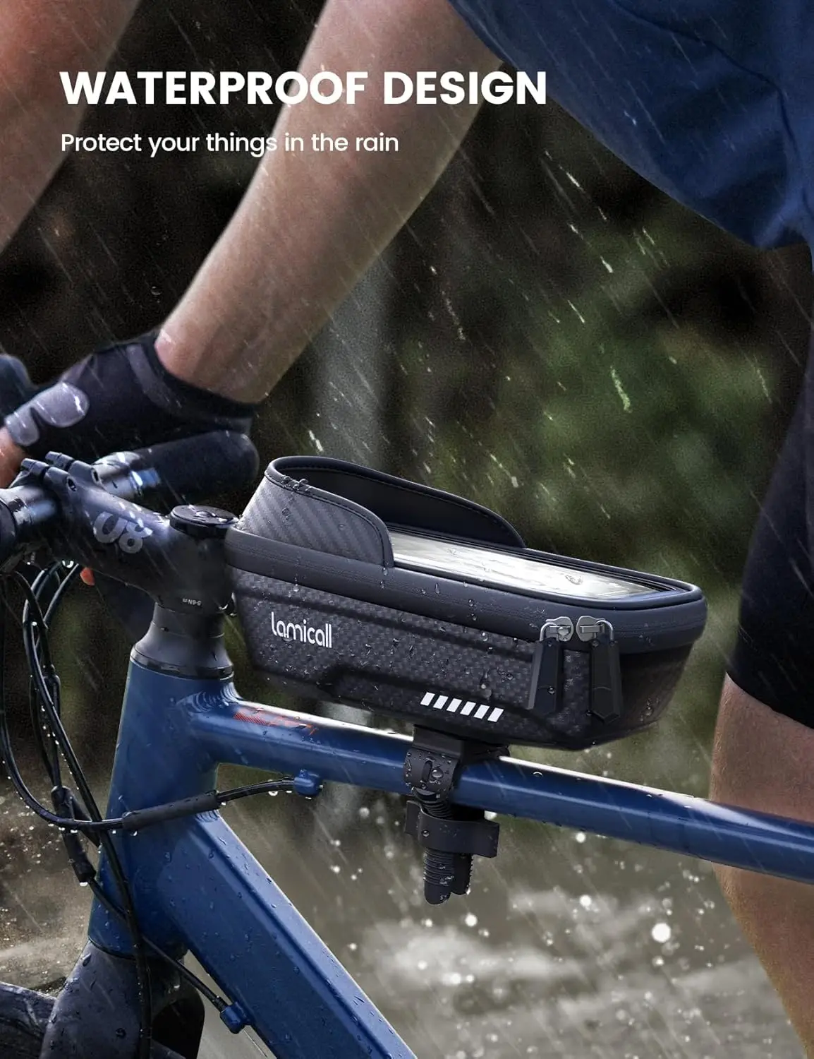 

Nulkomma 2 Pack Bike Frame Bag Waterproof - [1s Release] [2 in 1] Bike Phone Bag,Bike Accessories for Phones Under 7"