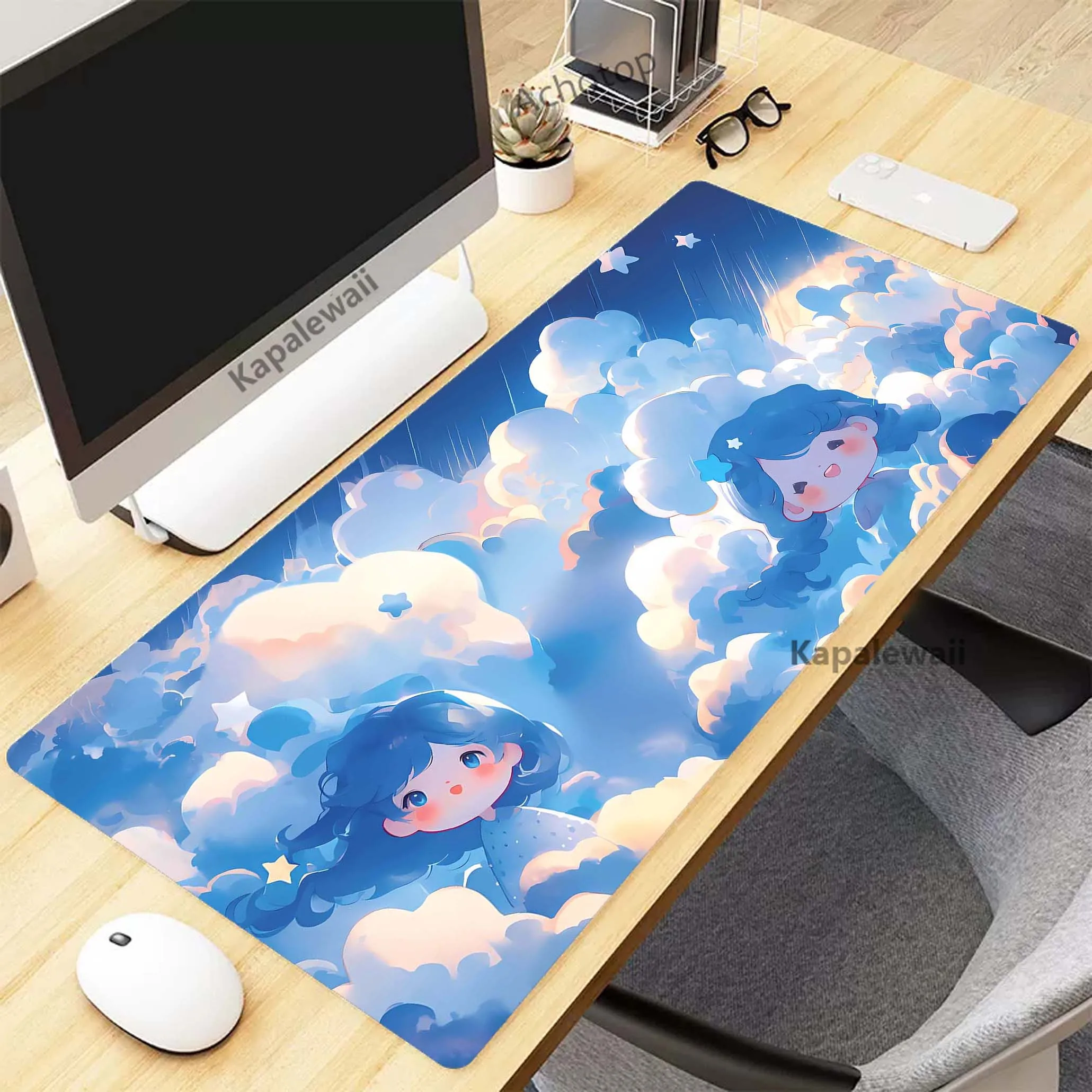 

Cute Kawaii Cat Bright Color Large Gaming Mousepad Gamer Speed Keyboard Pads Laptop Carpet Large Mouse Pad For Gamer Rug 90x40cm