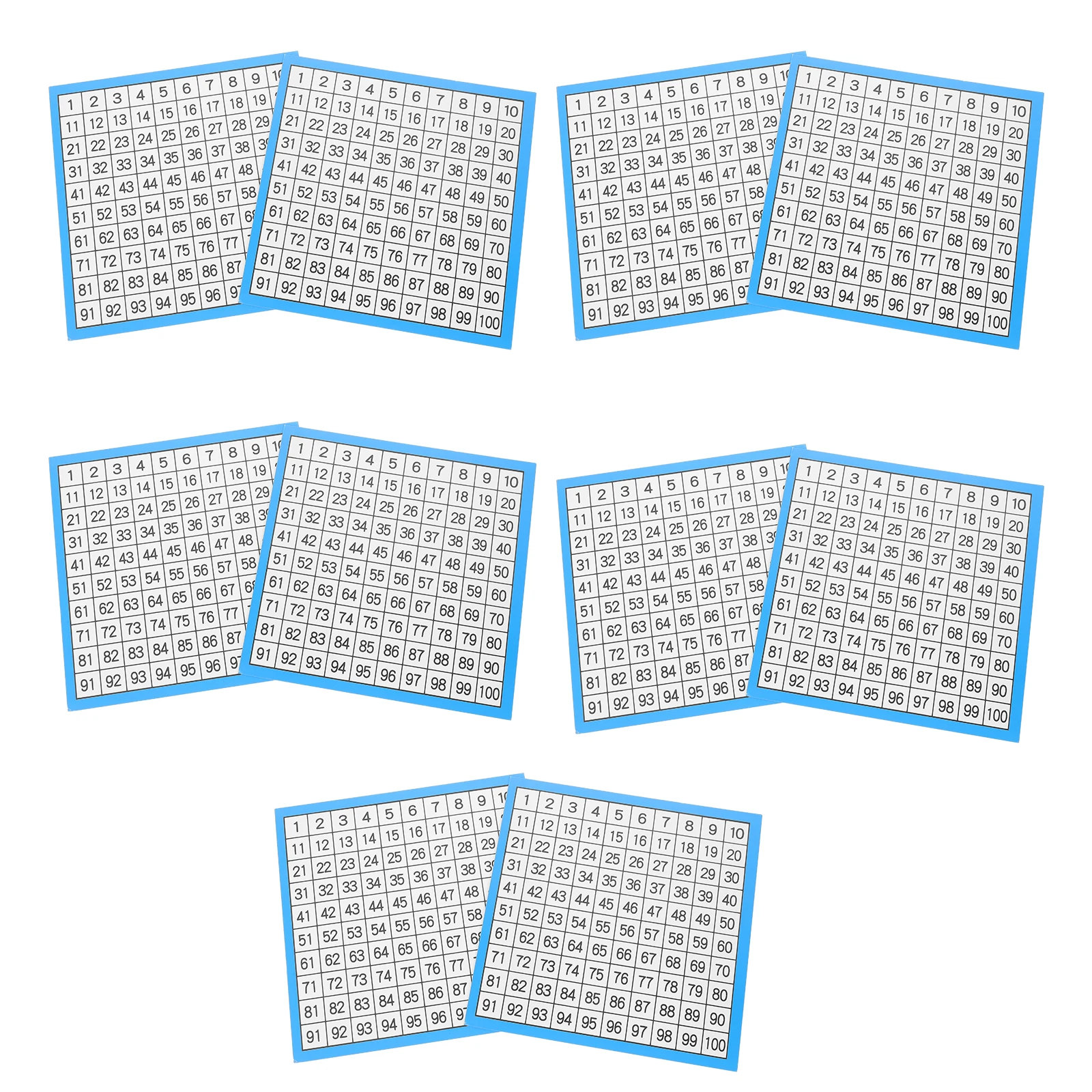 

10 Sheets 1-100 Number Charts Math Supplies Classroom Teaching Aids Laminated Writeable Counting Charts Student Learning