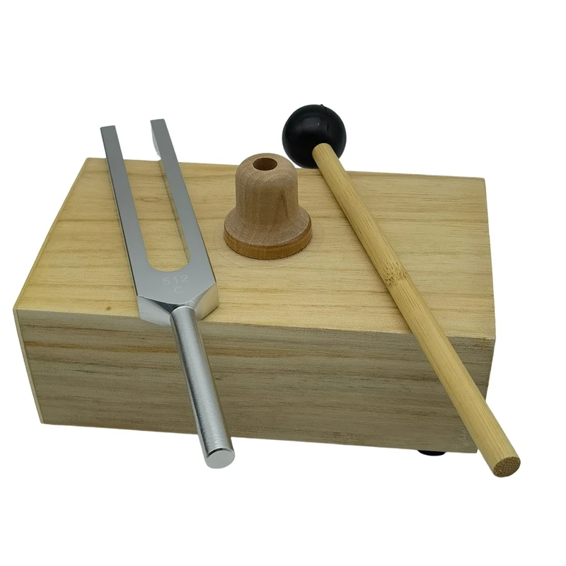 Tuning Fork 512HZ Vibration With Wood Resonator Box Experimental Instrument For Sound Therapy, Yoga, Meditation Easy To Use