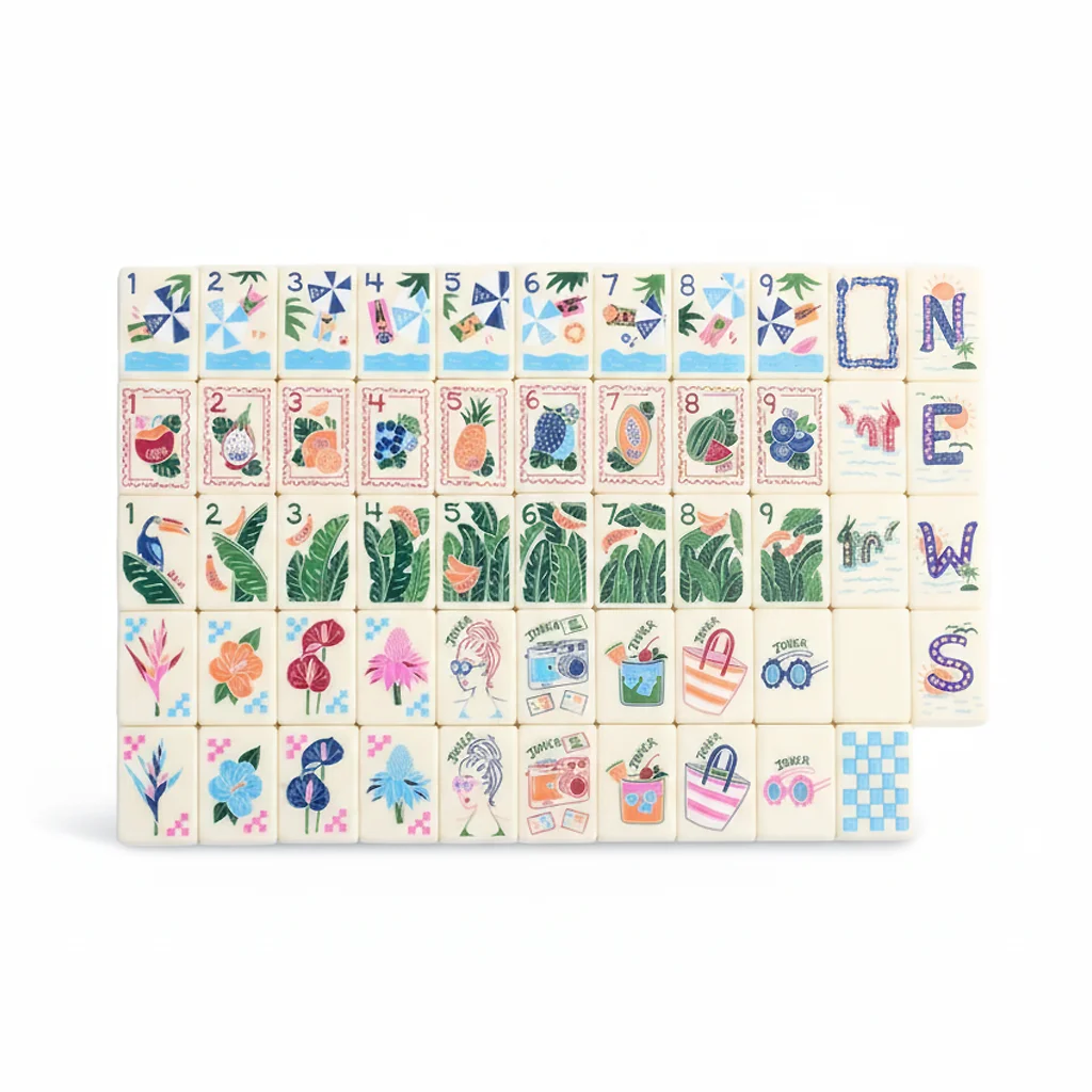 Luxury 160 American Sunshine Summer Teeth White Modern Acrylic Mahjong, Eco-Friendly Entertainment Cards, High-Quality Game Set