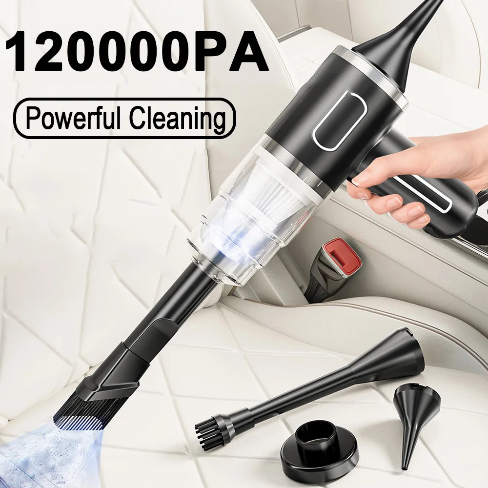 Mini Car Vacuum Cleaner 4-in-1 120000PA Wireless Handheld Vacuum Cleaner Powerful Cleaning Machine for Window Home Appliance