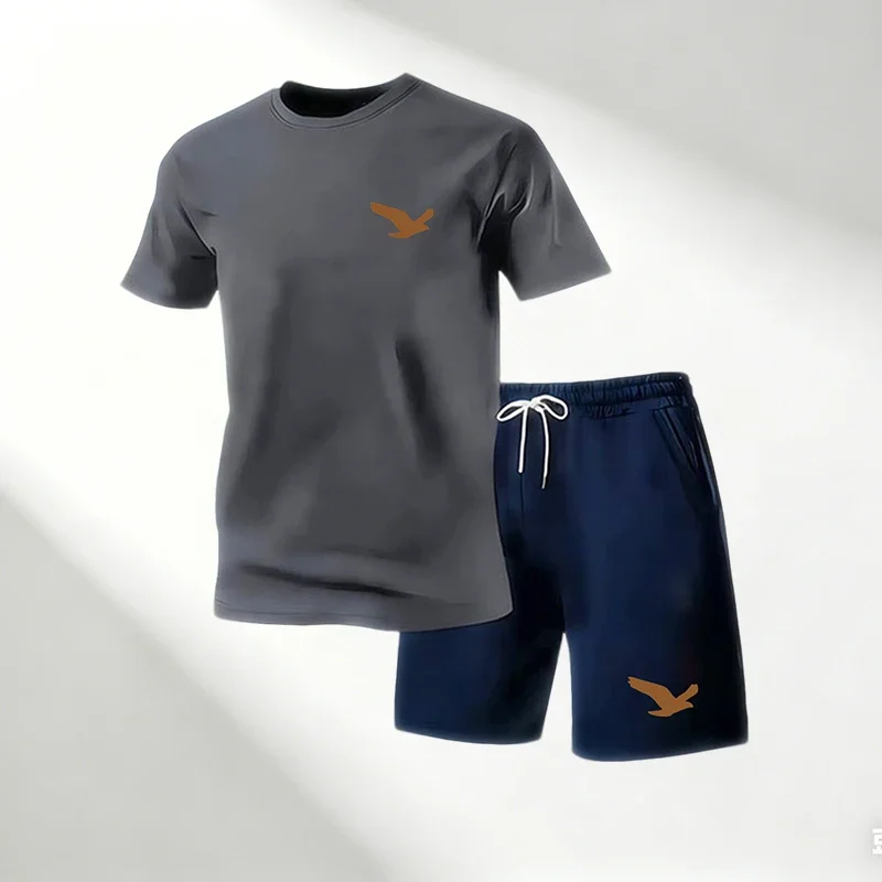 

Summer Men's Quick Dry T-Shirts Sets O-Neck Short Sleeve + Sports Shorts Running Gym Training Suit Street Fashion Hot Sale 2026