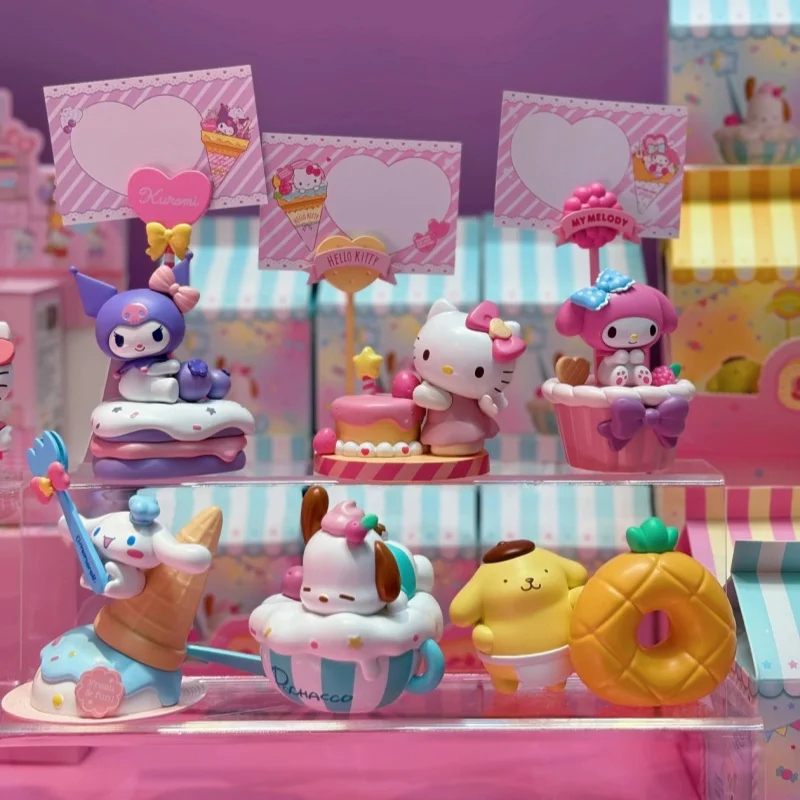 

Sanrio Dessert Series Pochacco Kuromi Cinnamoroll Pochacco Подарочная глухая коробка Милый настольный орнамент с заметками Периферийные устройства в стиле аниме
