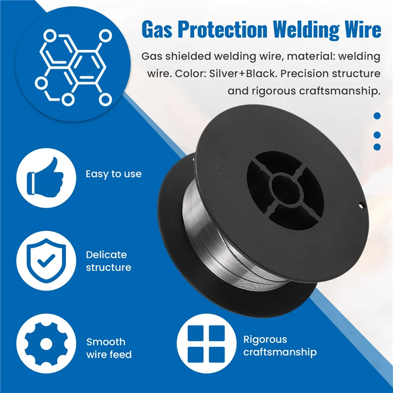 Homeshopping E71T-1C 500G Stainless Steel Gasless Mig Welding Wires 1.0Mm Dia Solid Cored Welding Accessories For Chemical Equip