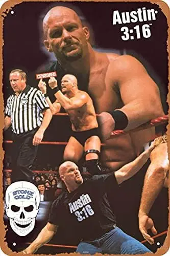 Sports Metal Posters Stone Cold Steve Austin 1998 WWF Wrestling Tin Metal Sign 8inch X 12inch Sp0799 8inch*12inch