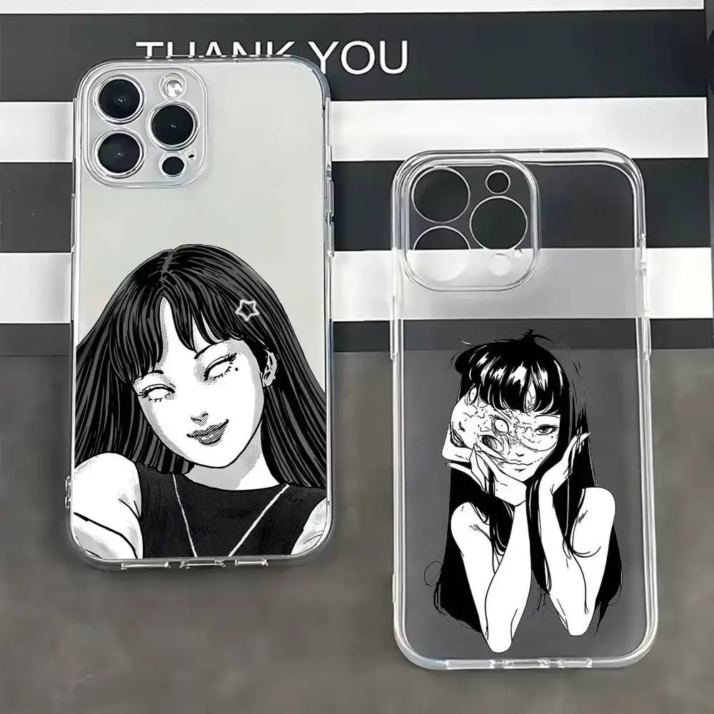 Japan Manga Junji Ito Tomie Transparent Shockproof Phone Case For iPhone 17,16,15,14,13,12,11 Plus,Pro Max