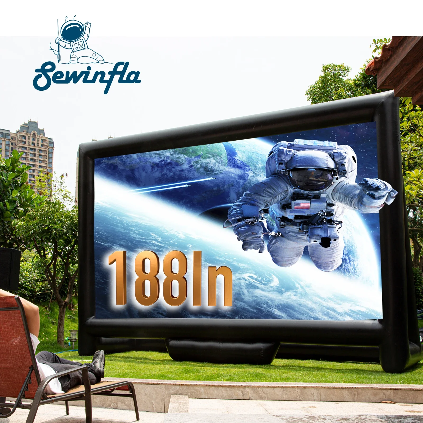 Sewinfla High Quality 19ft Air Sealed Rear Projection Inflatable TV Outdoor Movie ScreenLocal stock