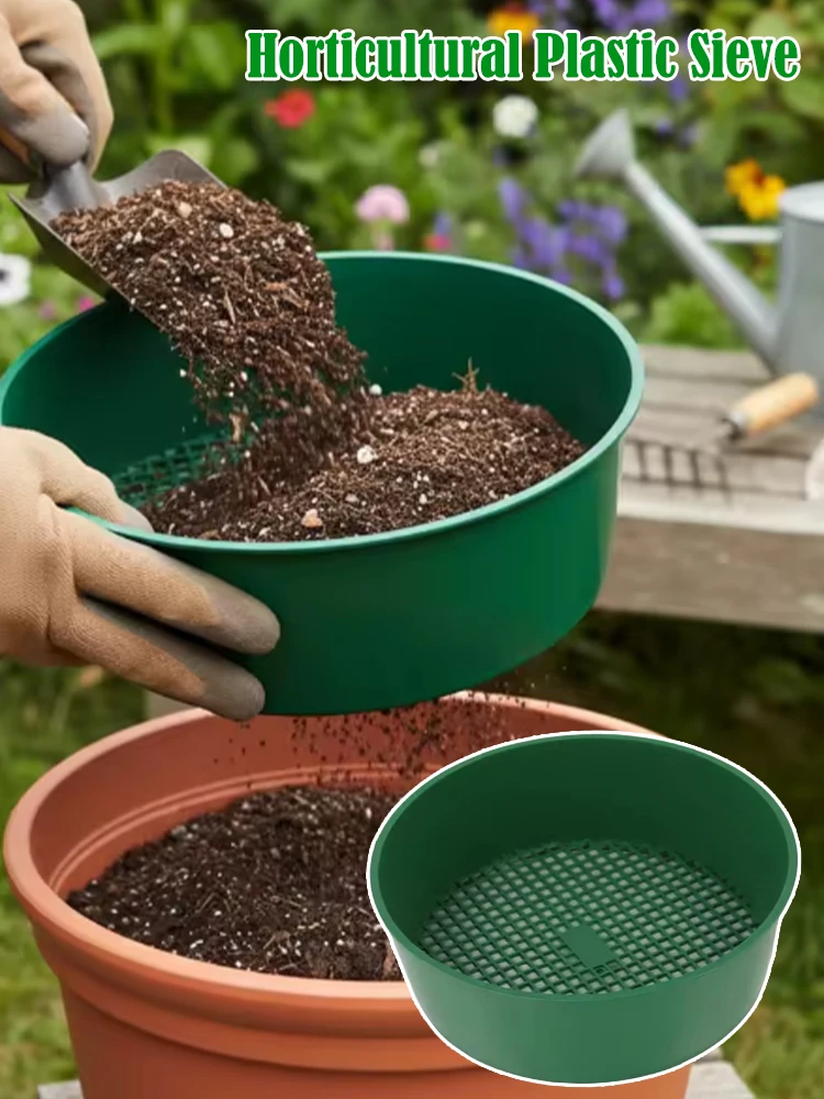 AliExpress NONE 【Gardening Must-Have】21cm Heavy-Duty Plastic Soil Sieve – Perfect for Sifting Soil, Compost, Gravel & Seeds