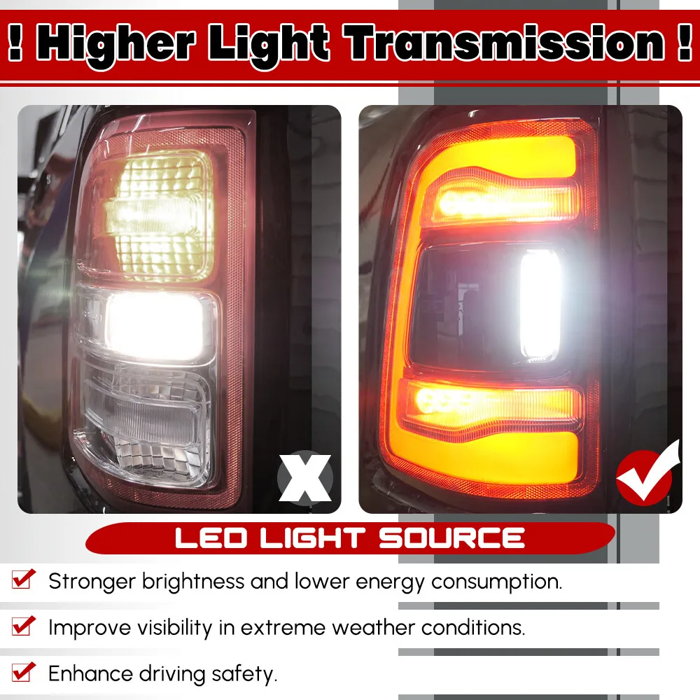 68262531AH 68262531AB 68262531AG LED Tail Light With Blind Spot For 2019-2023 Dodge RAM 1500 Left Side CD-012