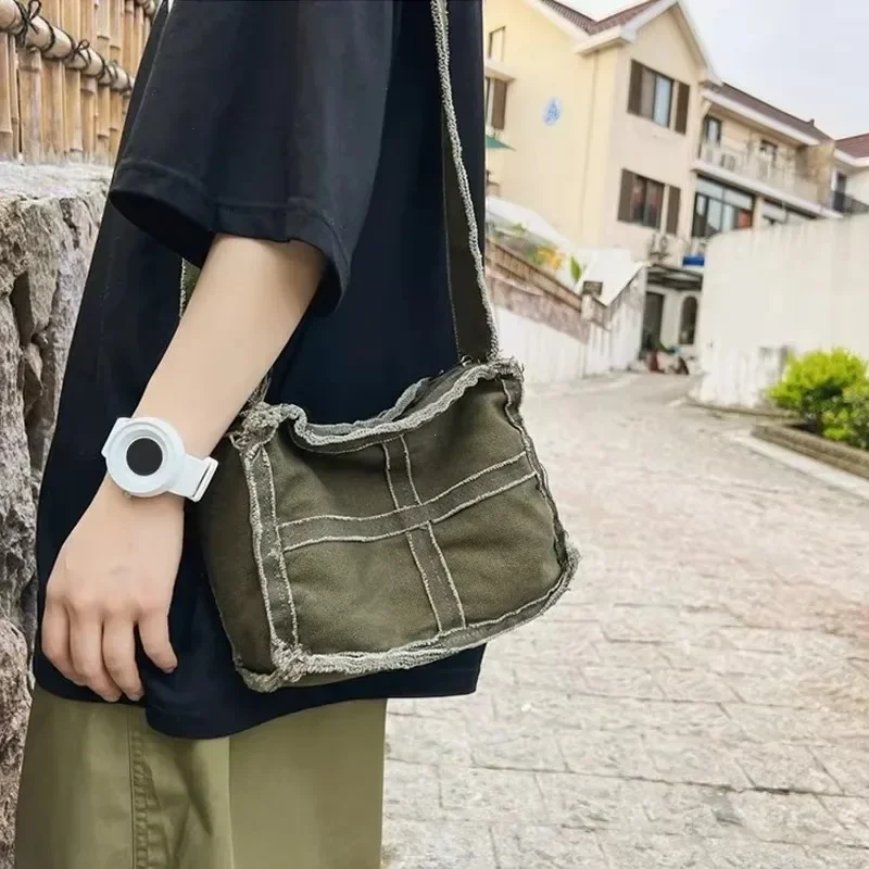 Women Little Canvas Shoulder Bag Female Thick Cloth Small Messenger Bag Retro Vintage Crossbody Bags Cute Zipper Purse For Girls