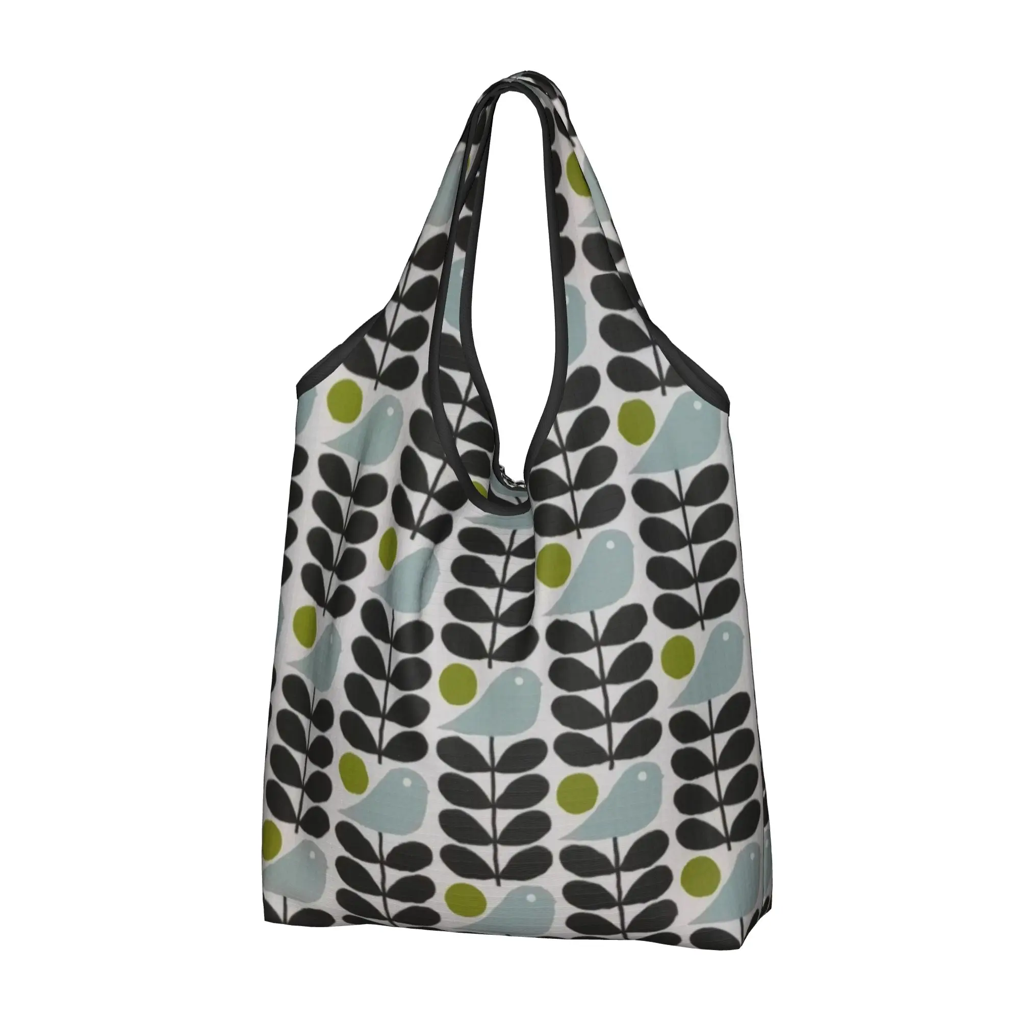 Kawaii Early Bird Granite Shopping Tote Bags Portable Orla Kiely Floral Groceries Shopper Shoulder Bag
