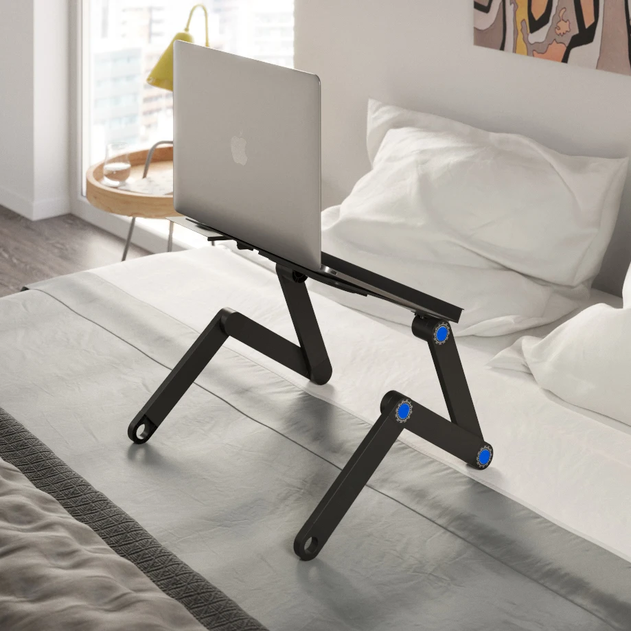Imagen 5: Soporte de mesa para ordenador portátil, base ajustable con alfombrilla de ratón, refrigeración de aluminio, para cama