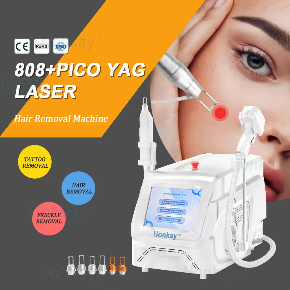 2 In 1 Q Switch Nd Yag Picoseconds Remove Pigments 755 1064 Pico Laser Tattoo Removal 808 Diode Laser Hair Removal Machine