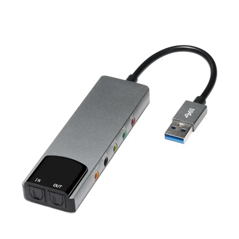 External Audio Converter Aluminium Alloy USB Audio Adapter 7.1 5.1 Channel External Audio Card SPDIF Optical For Laptop Desktop