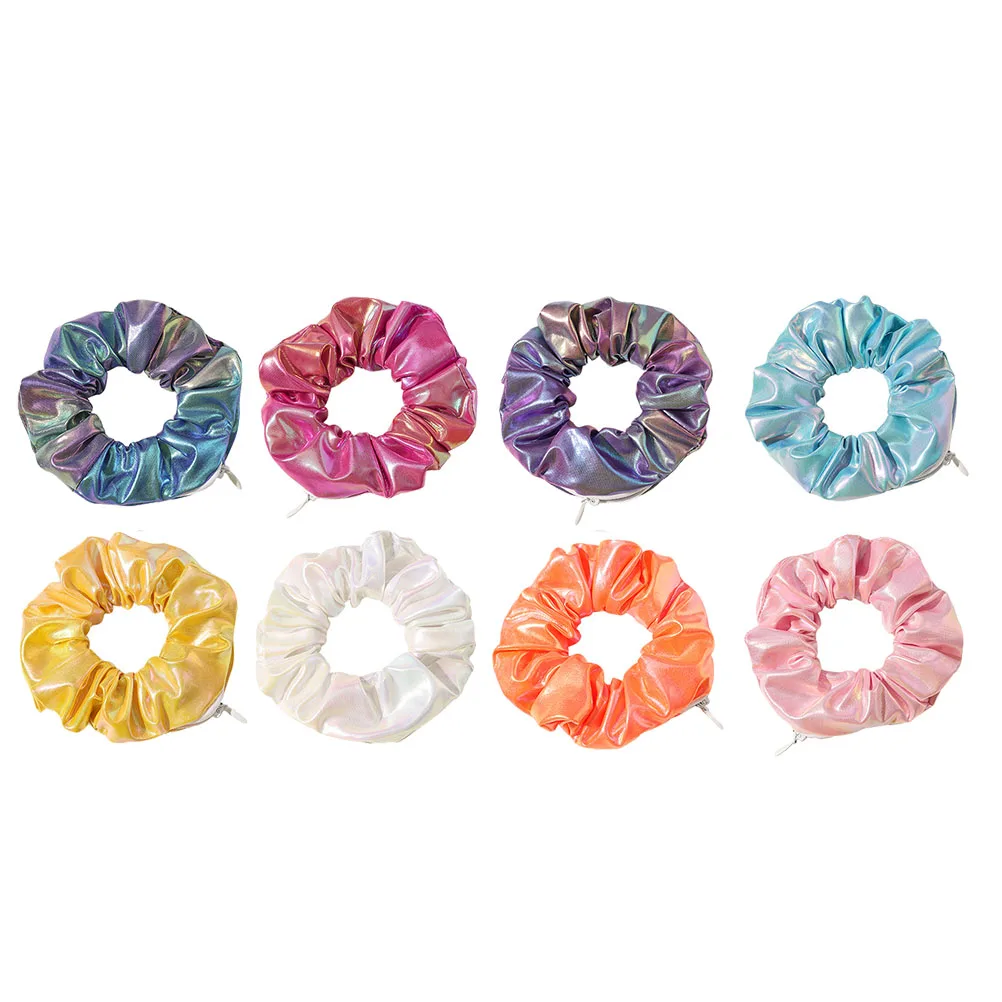 

8pcs Hair Ties Shiny Elastic Bands Creative Women Accessories Gradient Pu Hair Rings Durable Chic Headbands