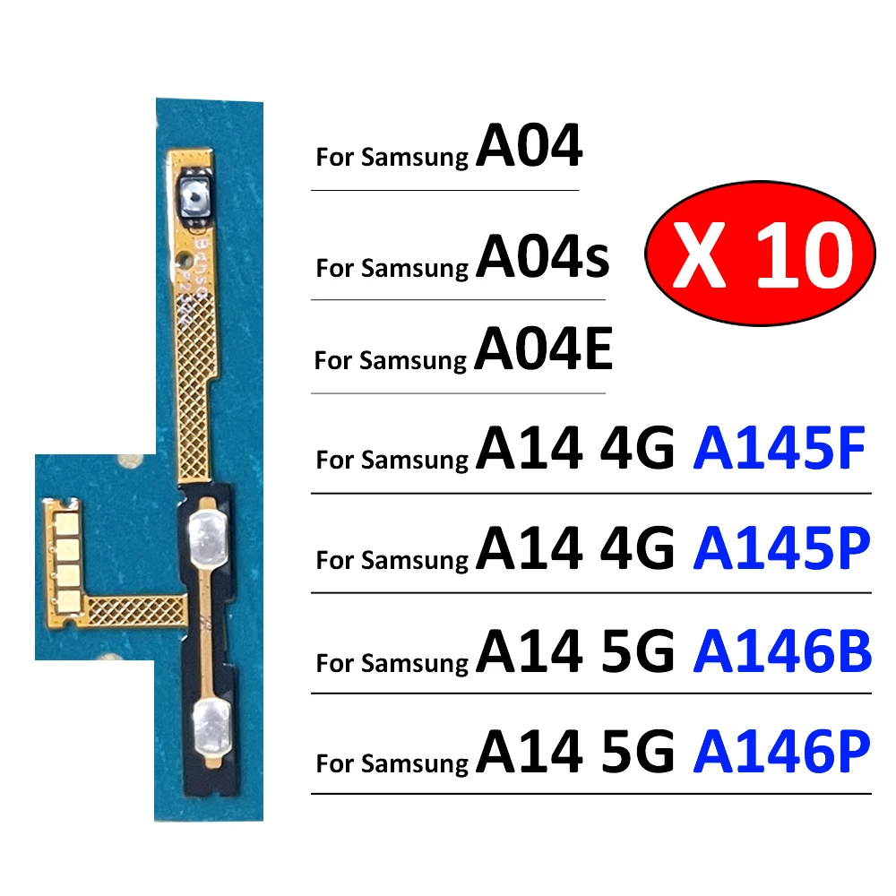 

10Pcs, Power Switch On Off Button Volume Key Button Flex Cable For Samsung A04 A04s A04E A14 4G 5G A145F A145P A146P A146B