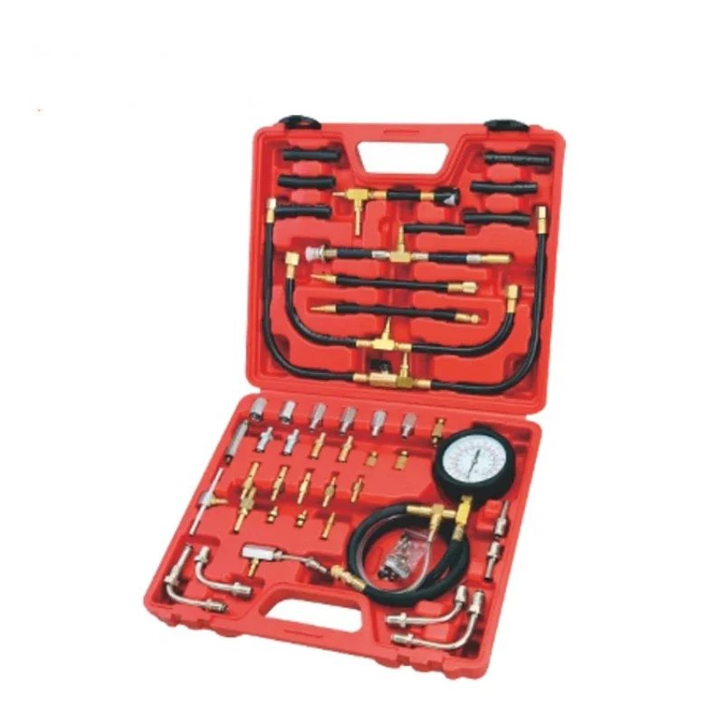 Multiple- function oil combustion pressure meter comprehensive kit of adaptors and fittings for most fuel injection system