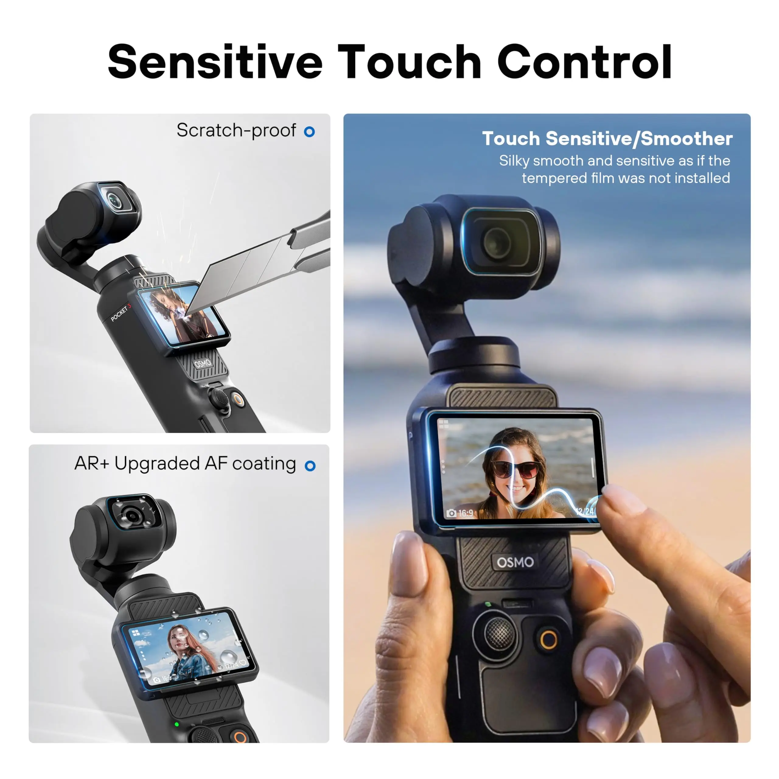 2 sztuki folii ochronnej AR HD ze szkła hartowanego do ekranu i obiektywu DJI Osmo Pocket 3/4 z zestawem do automatycznego wyrównywania podczas montażu — zdjęcie produktu 3
