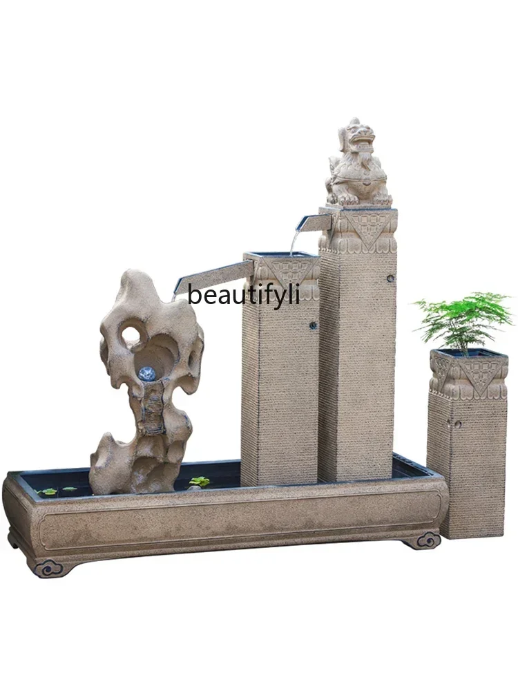 

X Chinese Courtyard Water Fountain Decoration Creative Outdoor Rockery Fish Pond Landscape Water Purifier Water Landscape