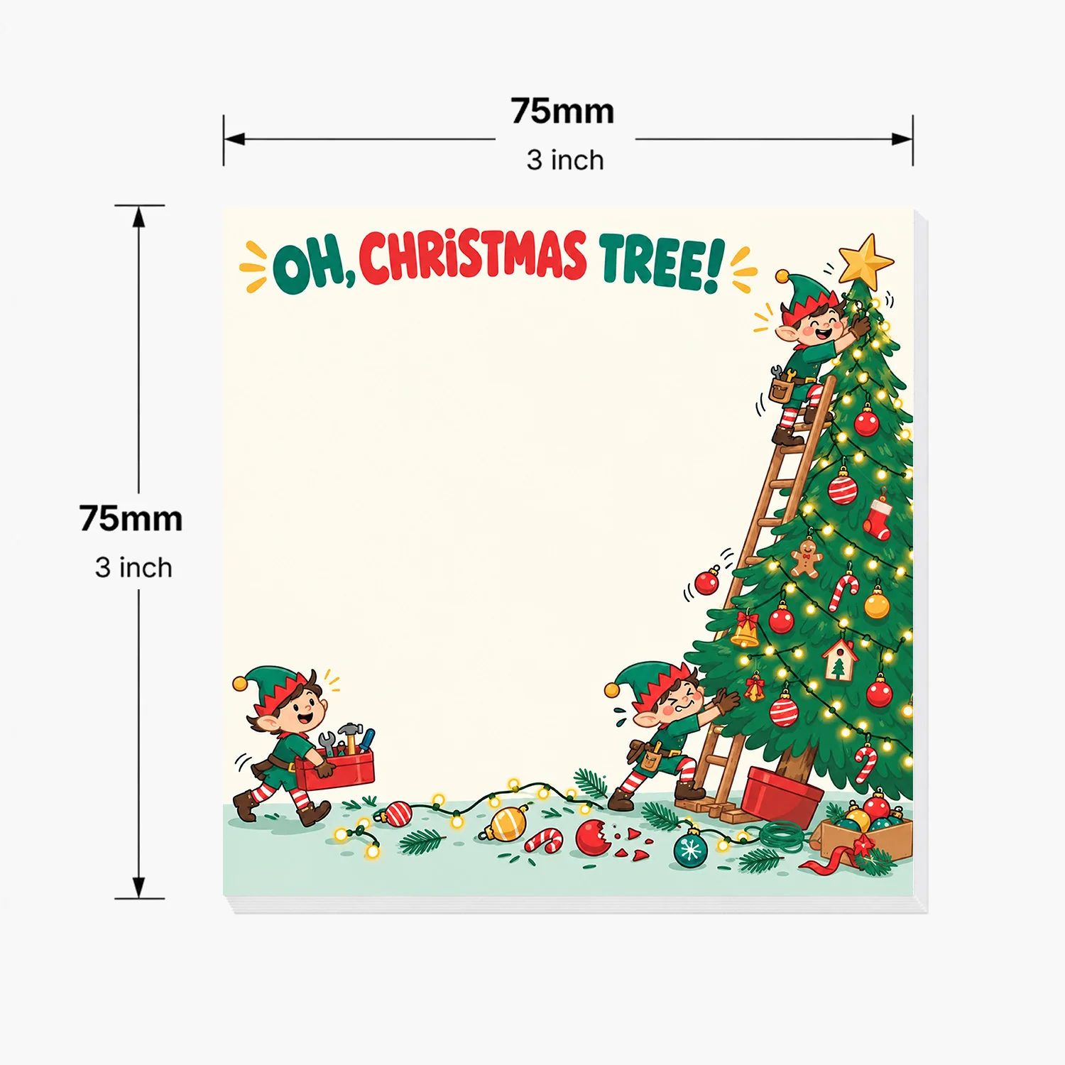 2PCS Christmas Elf Sticky Notes 100 Sheets Christmas Tree Decorating Memo Pads Holiday Office School Stationery