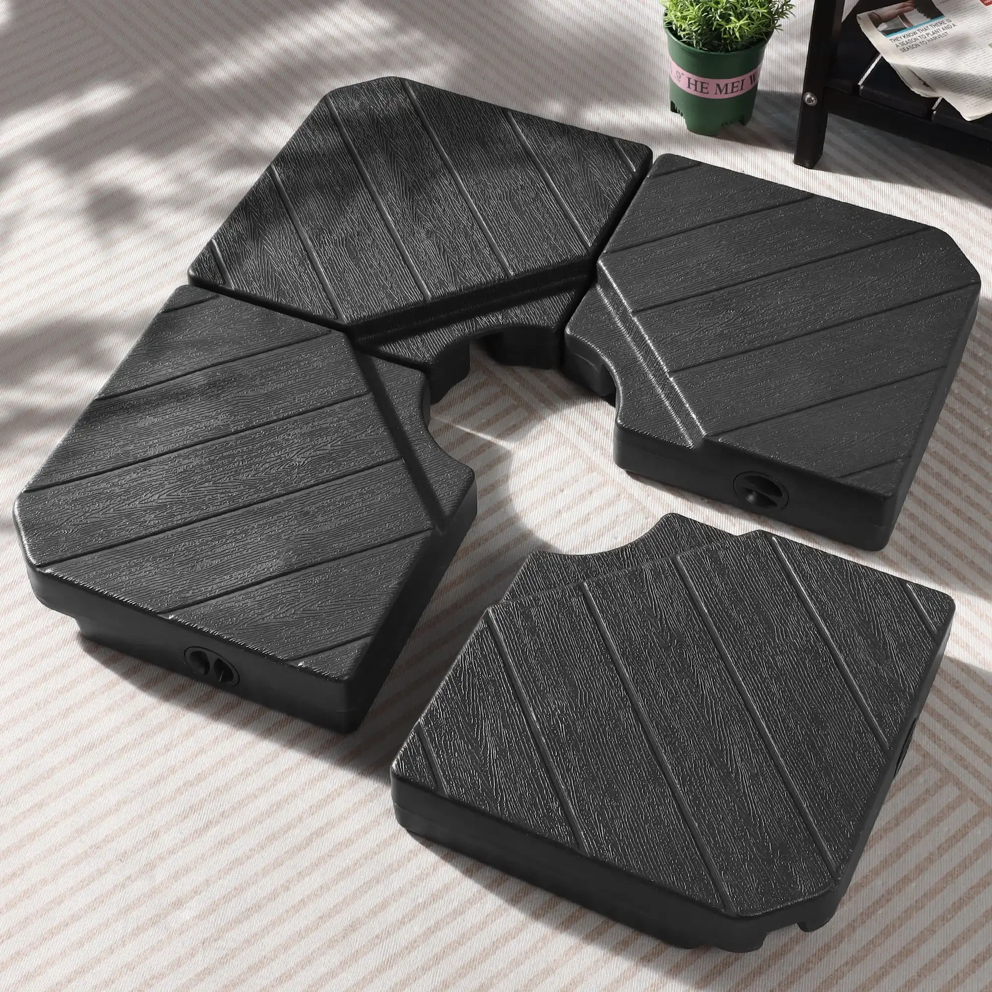 

4-Piece Patio Offset Umbrella Base Stand,180lbs Heavy-Duty Sand Filled Patio Umbrella Base - Black