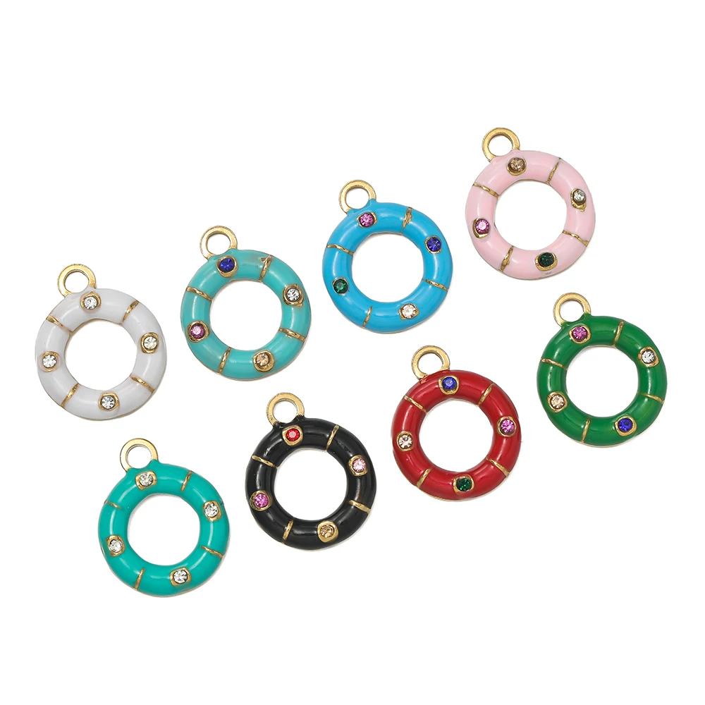 

1pcs/pack Stainless Steel Multicolor Round Shape Charms Pendants For Handmade DIY Bracelet Necklace Jewelry Making Accessories