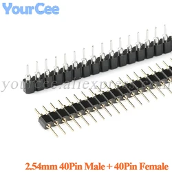 5Pairs Connector Pin Header Strip 5pcs Male + 5pcs Female Header Single Row 40Pin 2.54mm Pin Connector Strip Round Needle 1x40