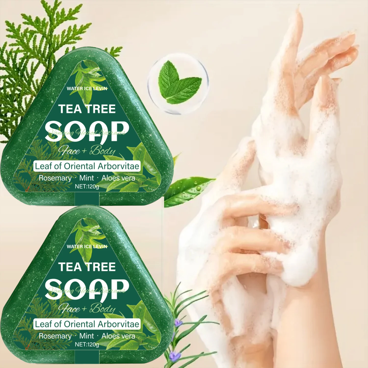 

Tea Tree Soap with Oriental Arborvitae, Rosemary & Aloe for Face & Body Cleansing.