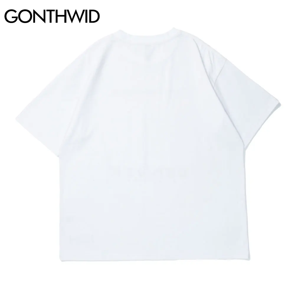 GONTHWID Short Sleeve Tees Hip Hop Men Streetwear Funny Cartoon Print Cotton T-Shirts Fashion Casual Harajuku Loose Tshirts Tops