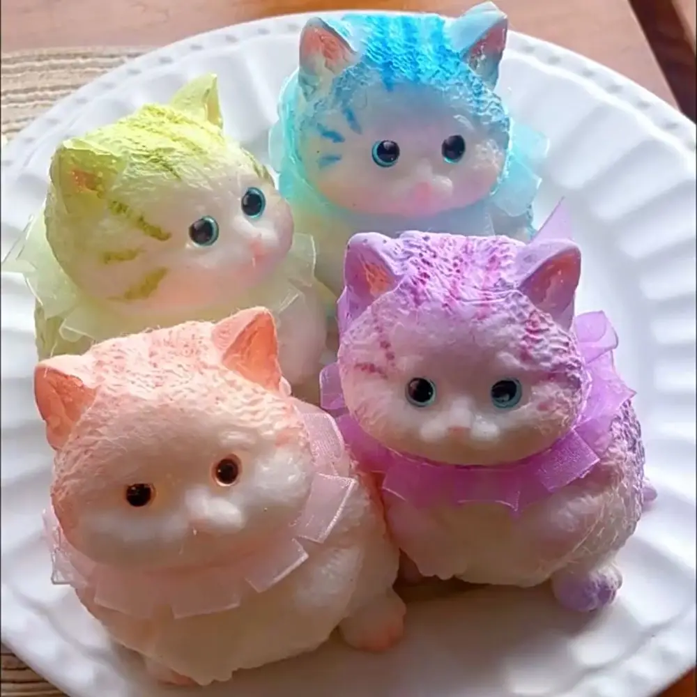 

Cute Slow Rebound Cat Doll Squeeze Toy Cartoon Colorful Simulation Cat Squeeze Toys Soft Animal Cat Fidget Toy Sensory Toys