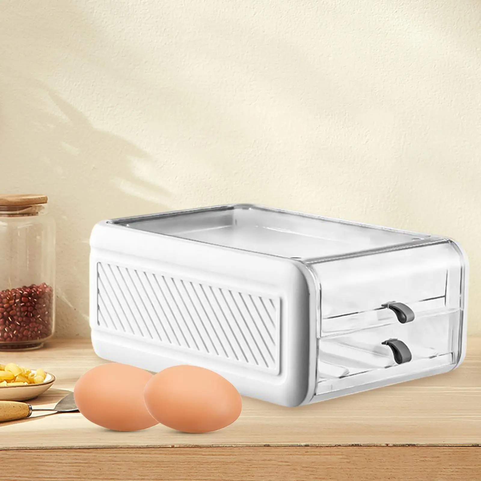 Egg Holder, Drawer Type Double Layer Dustproof Egg Fresh Storage Box for Fridge Kitchen
