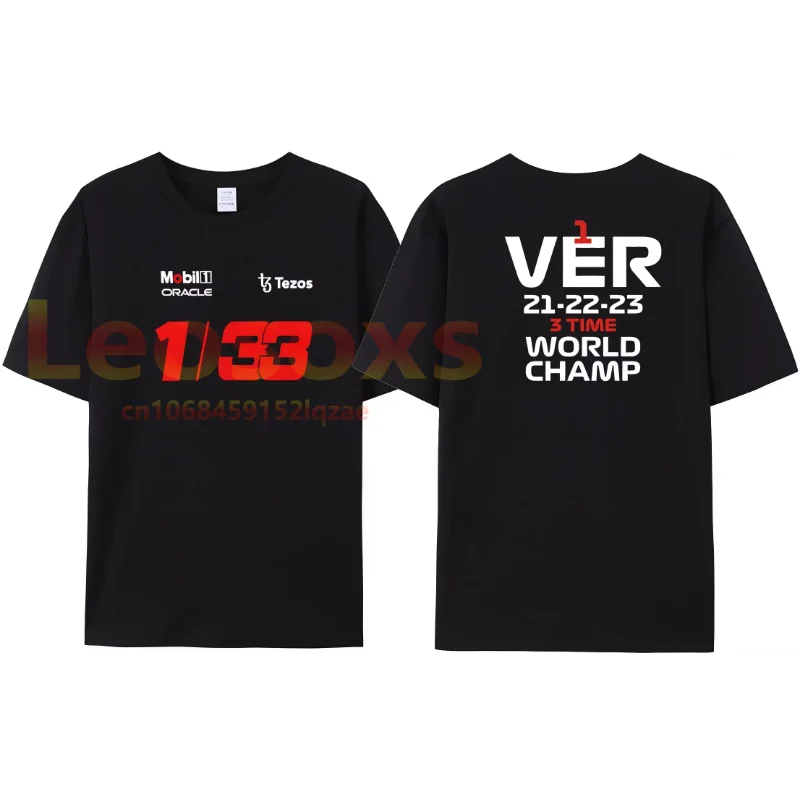 Camiseta conmemorativa de WORLD CHAMP para hombre y mujer, Camiseta deportiva Max, camiseta Verstappen Racing, F 1-3 TIME