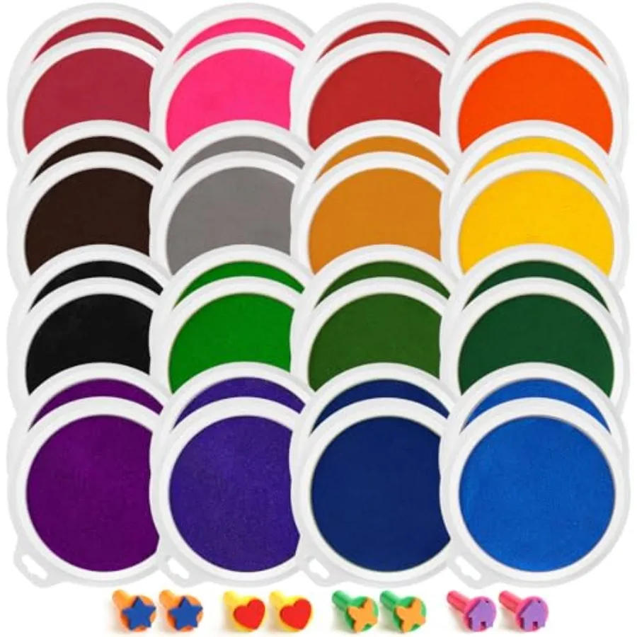 

Lorzon Bulk Stamp and Ink Pads for - 7" Large 3 Total Pads Safe Non-Toxic Washable Classroom Pads for Handprint Footprint Paper
