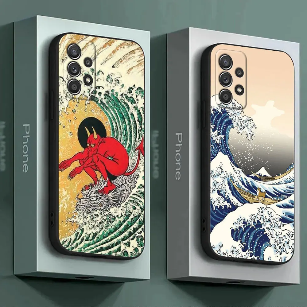 Hokusai The Great Wave Anime For Samsung Galaxy A55 Dragon Case A54 A52 A53 A51 A34 A35 A33 A32 A50 A72 A71 A30 A7 A9 Soft Cover