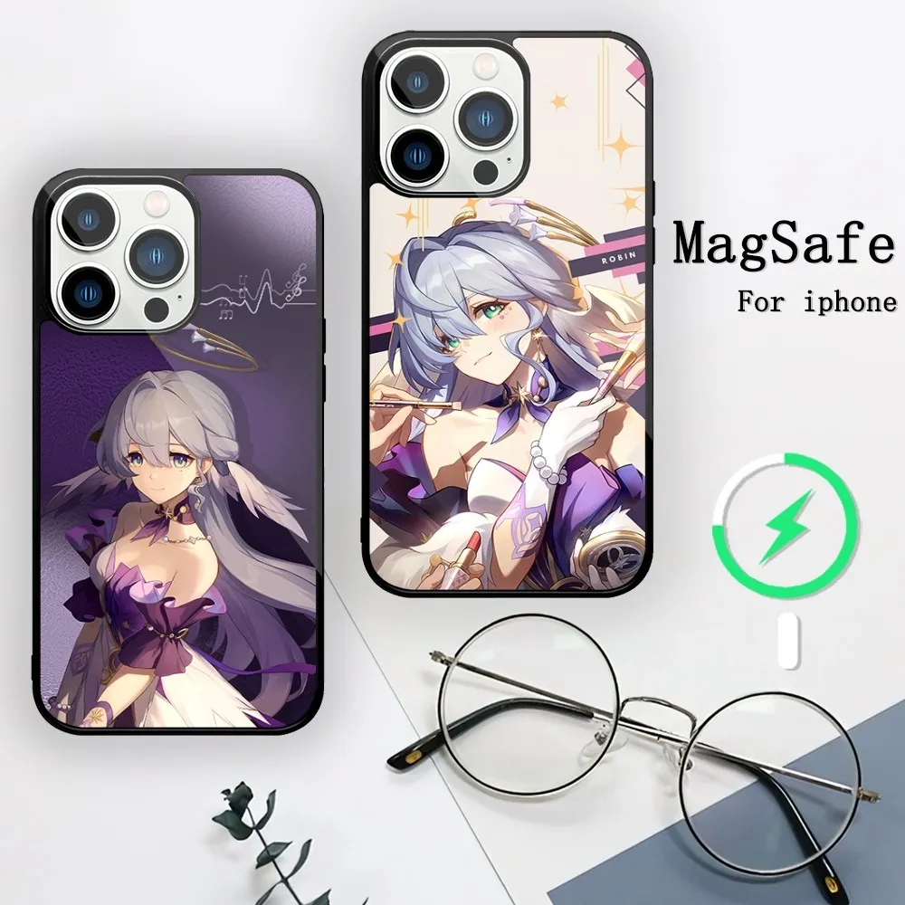 Game Honkai Star Rail Robin Phone Case For iPhone 11 12 13 14 15 Mini Pro XS Max X S Plus XR Magnetic Attraction Shell